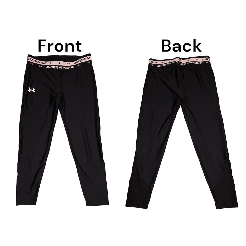 Under Armour Girls Ankle Crop Leggings Size L Black Activewear NEW